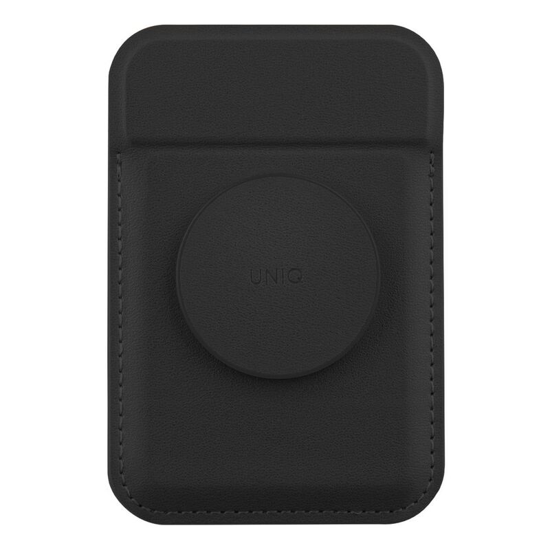 UNIQ Flixa Magnetic Card Holder And Pop-Out Grip-Stand - Jet Black